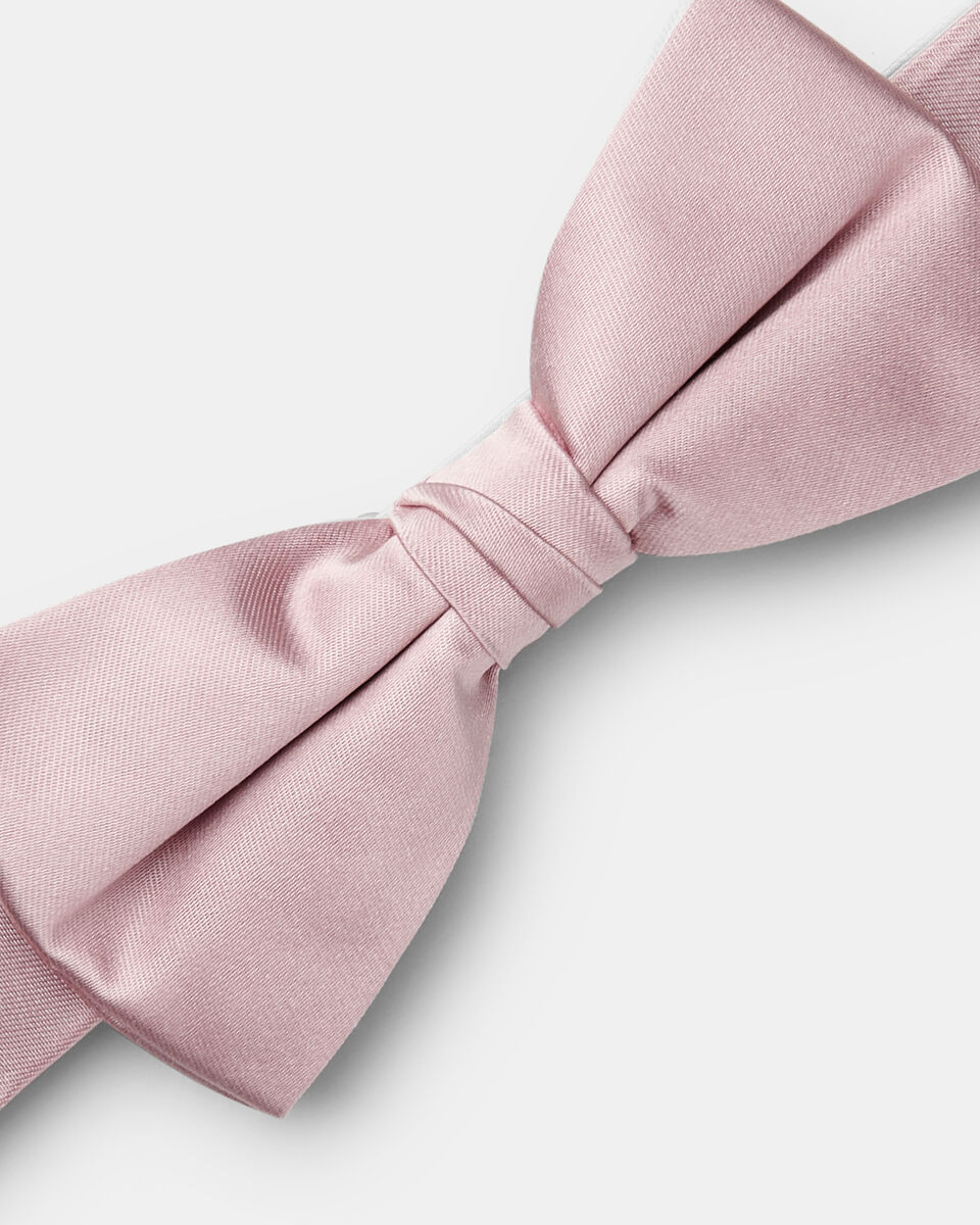 Silk Satin Bow Tie, Dusty Pink, hi-res